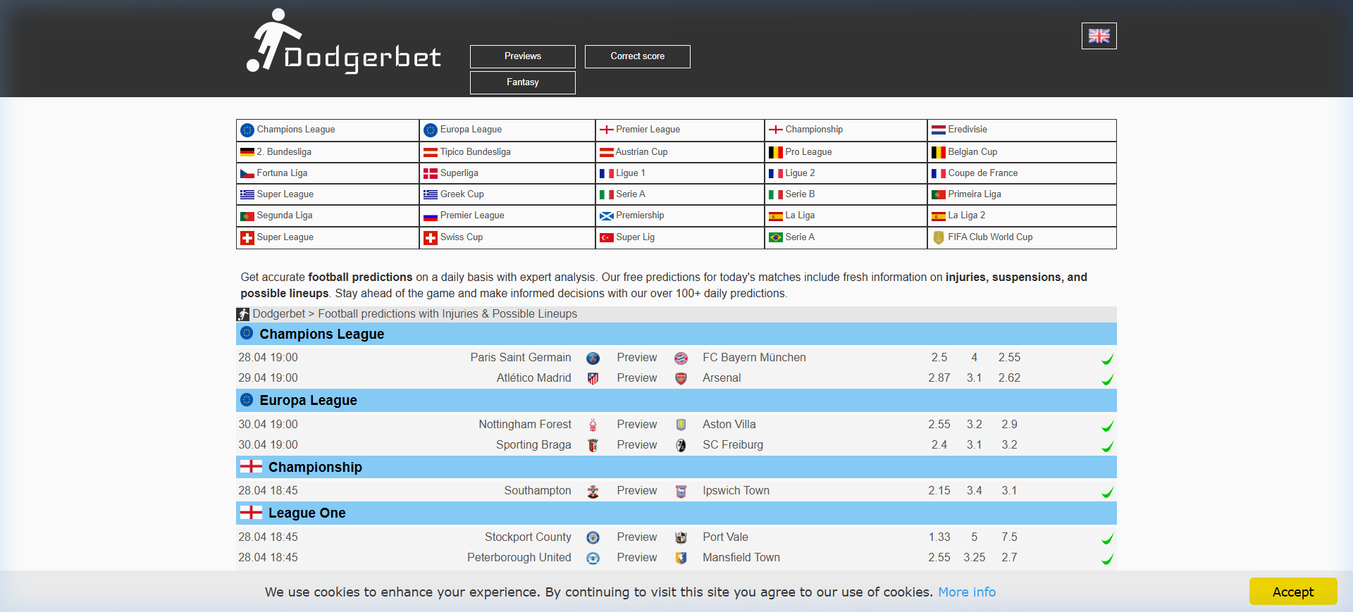Dodgerbet.com - statistický server s denními predikcemi